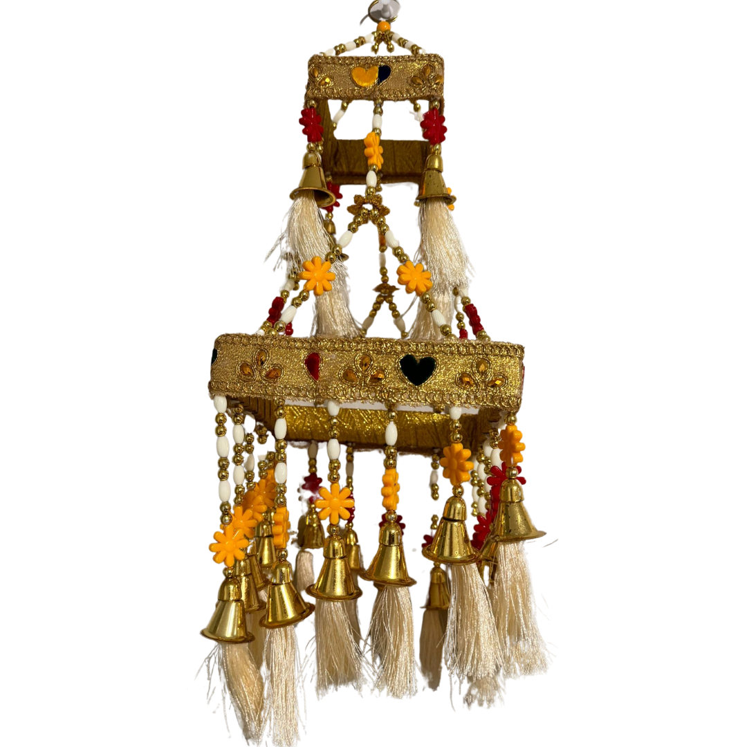 Golden Beads Jhumar | Yellow Flowers Beads Jhumar | Decorvana