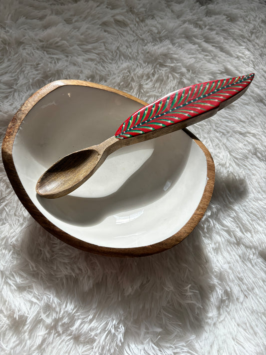 Handcrafted Wooden Bowl and Spoon Set From Gujrat