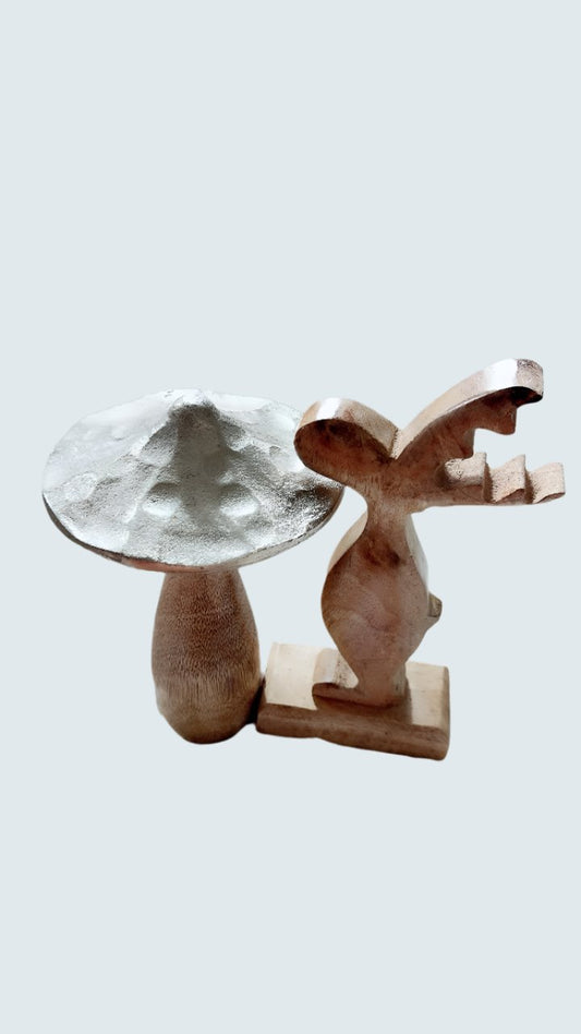 Decorative Handcrafted Wooden Mushroom Decor