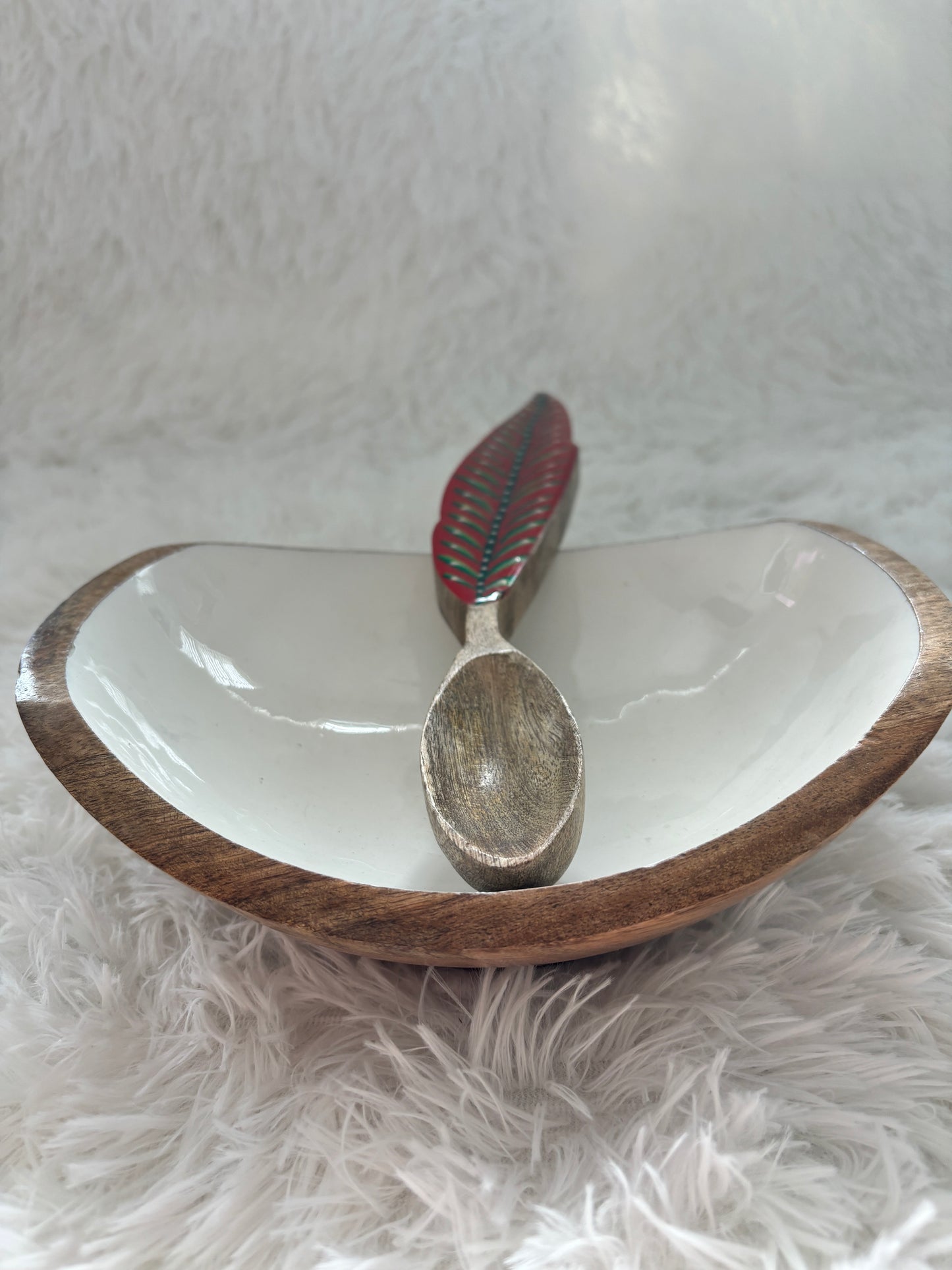 Handcrafted Wooden Bowl and Spoon Set From Gujrat
