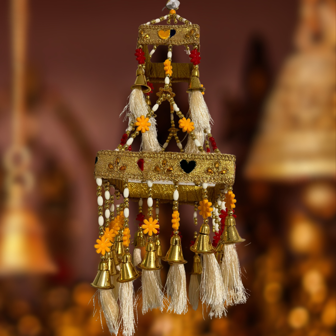 Golden Beads Jhumar | Yellow Flowers Beads Jhumar | Decorvana